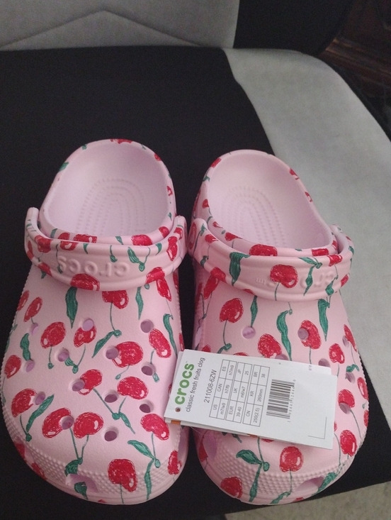 CROCS Shoes - CROCS Pink Cherry-Print Classic Clog